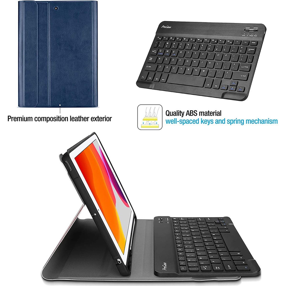 PUREPOWER - Funda con teclado de español para Galaxy Tab A7lite -dorado