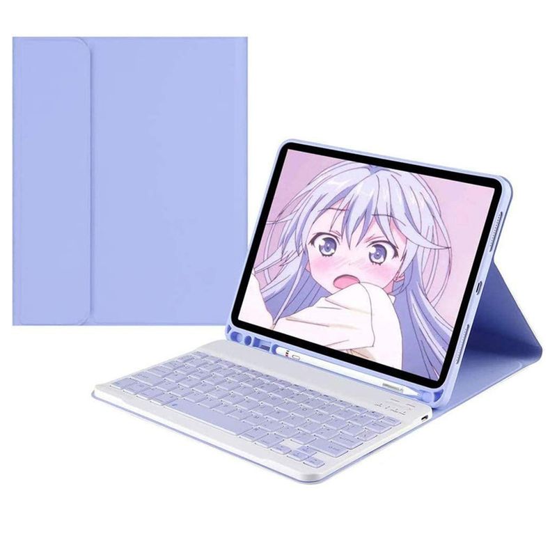 PUREPOWER - Funda con teclado de español para Galaxy Tab A7lite -morado