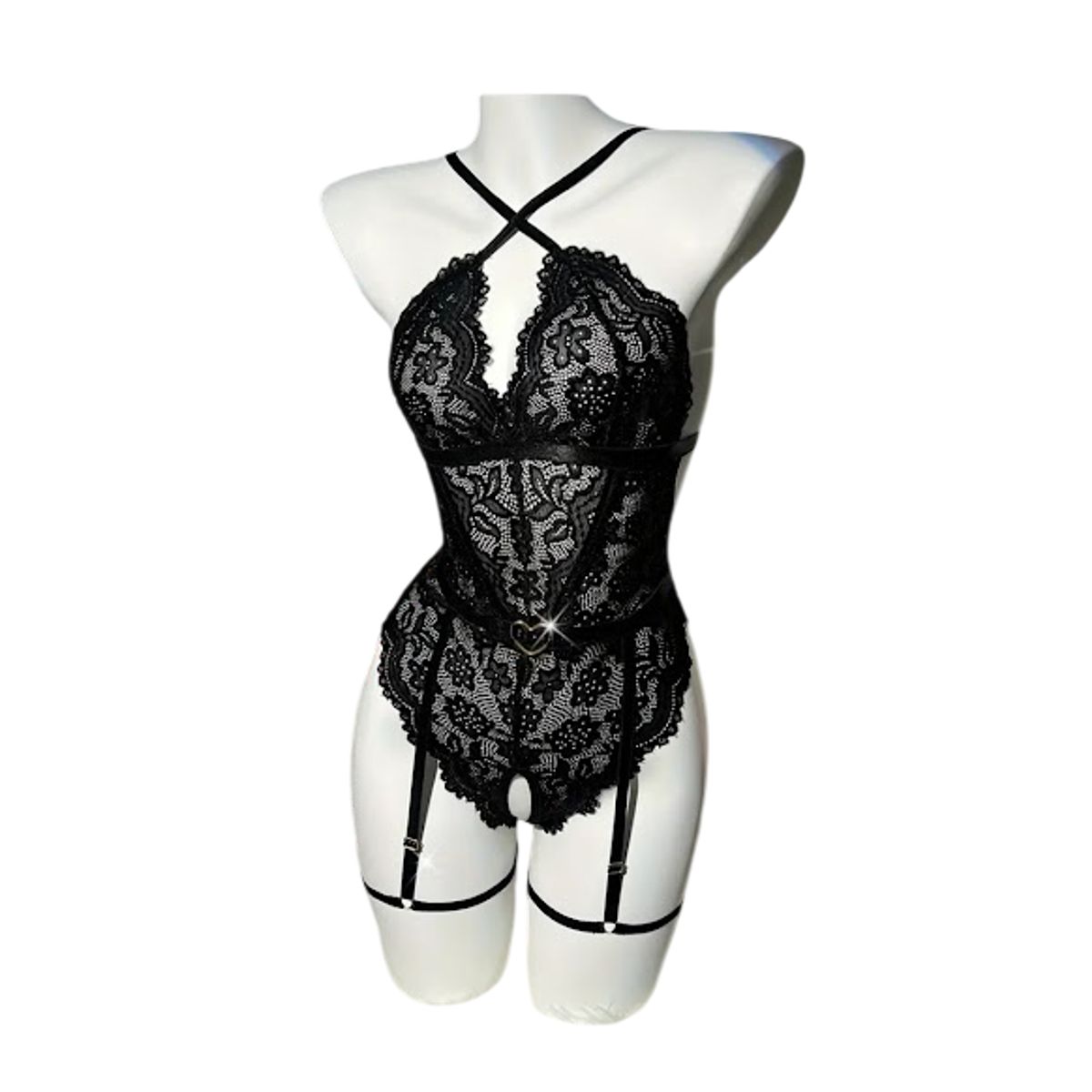 GENERICO - BODY LENCERIA SEXY DE ENCAJE PORTALIGAS