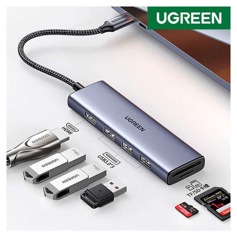 UGREEN - Adaptador Multifunción 6en1 Ugreen Hdmi 4K SDTF