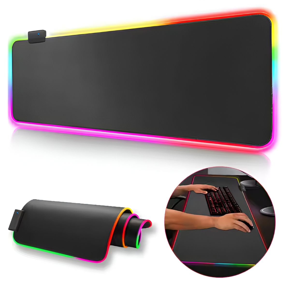 GENERICO - Pad Gamer Rgb Iluminado Mouse Teclado Usb Plug 80x30cmx04mm