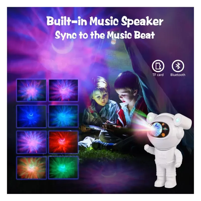 GENERICO - Lámpara Proyector Astronauta de Galaxias con Parlante Bluetooth
