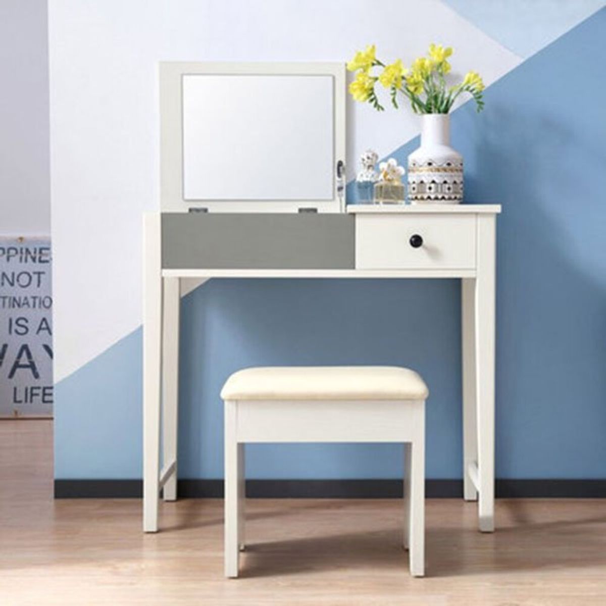 R&R MUEBLES - Tocador Vintage Moderno Salan 1 Cajón 1 Puerta R&R MUEBLES