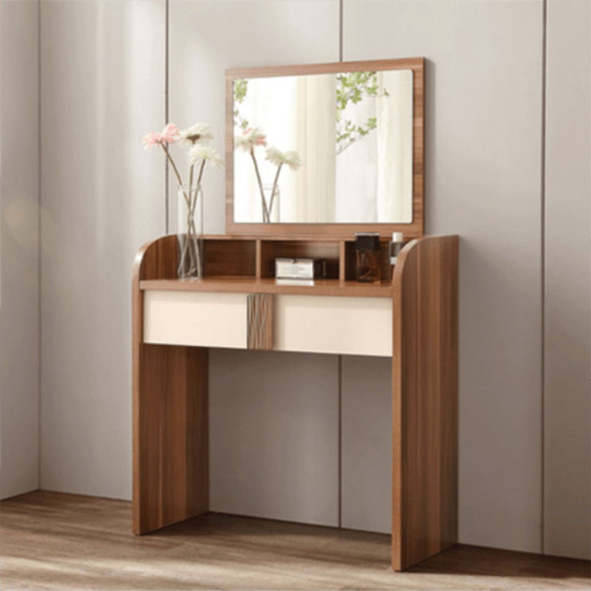 R&R MUEBLES - Tocador Moderno Melissa 1 Cajón MarrónBlanco R&R MUEBLES