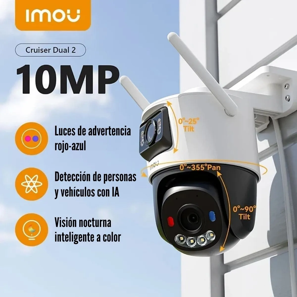 IMOU - IMOU - Cámara WiFi Cruiser Dual 2 10MP (5MP + 5MP) IP66 - Blanco