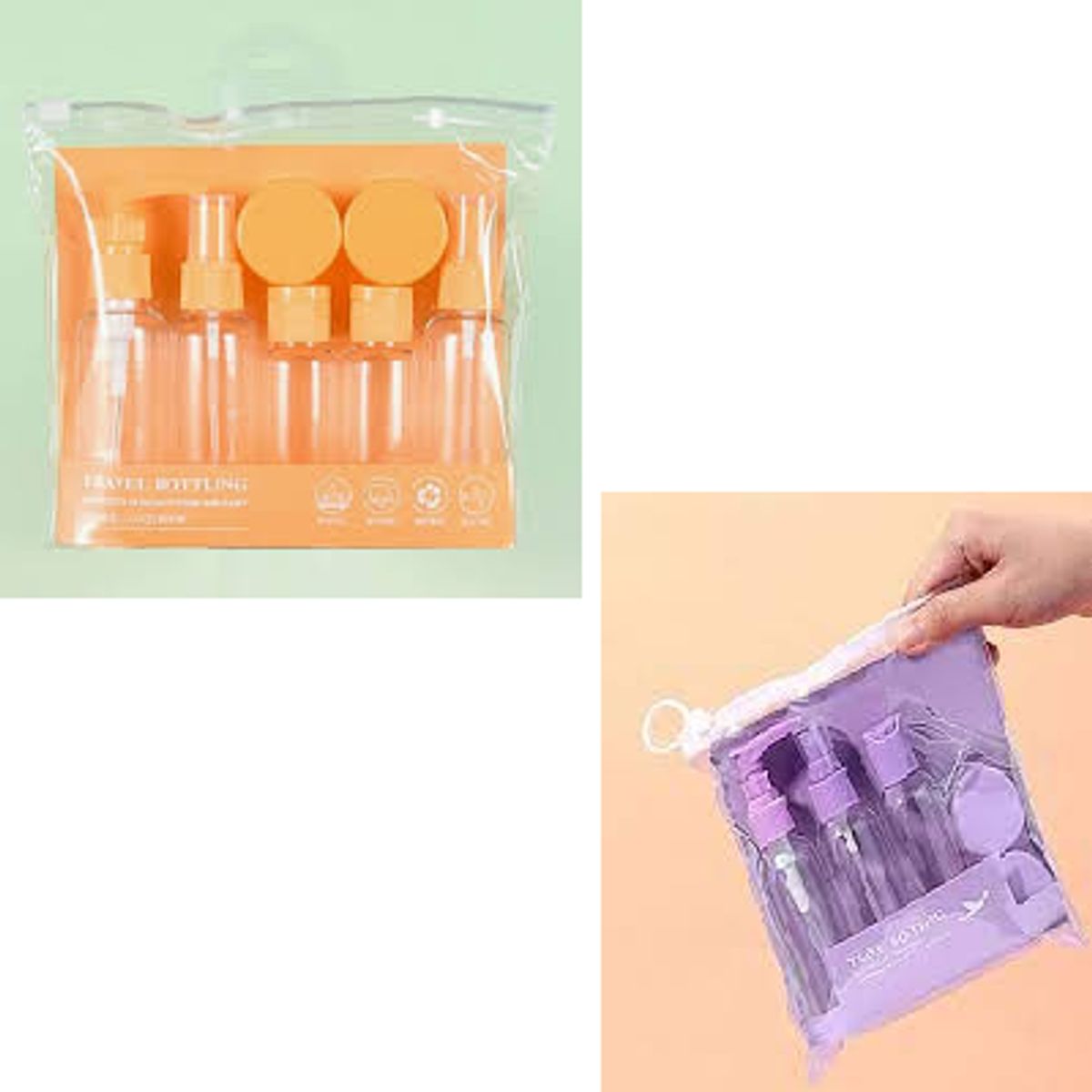 GENERICO - PACK Set de botellas para viaje  con neceser