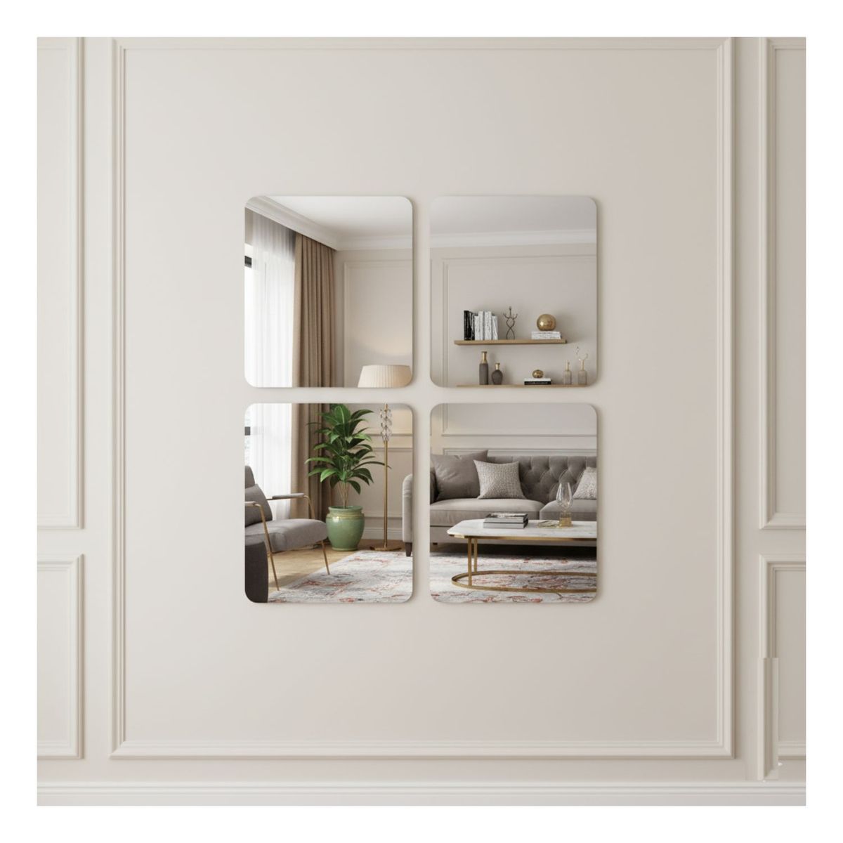 GENERICO - Laminas de Espejos Adhesivos 30cm x 40cm Pack 4 Unds