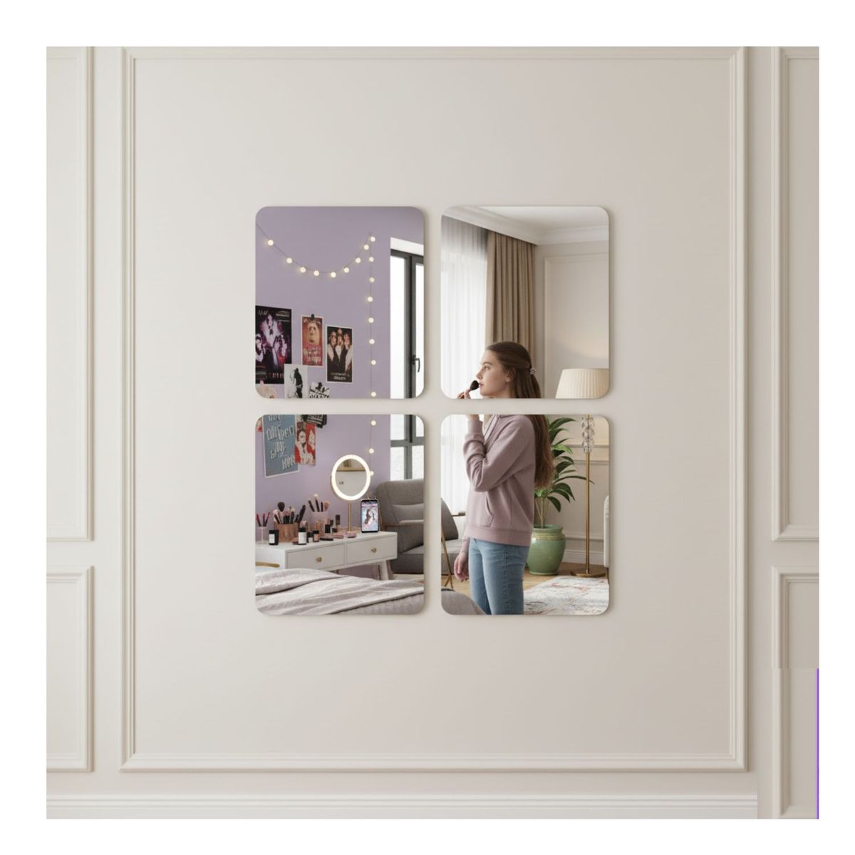 GENERICO - Laminas de Espejos Adhesivos 30cm x 40cm Pack 4 Unds