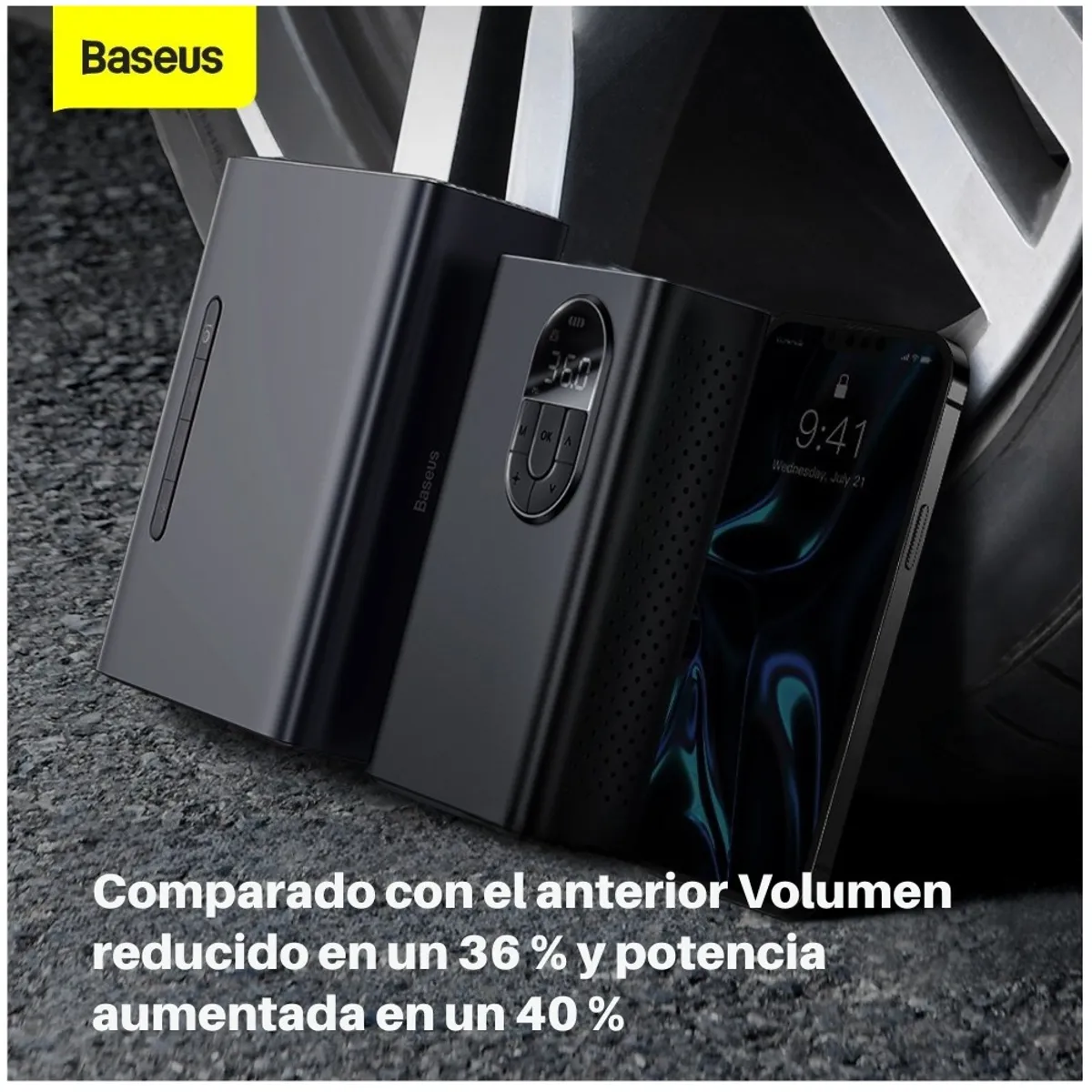 BASEUS - Baseus Compresor Inflador Digital Portátil de Llantas