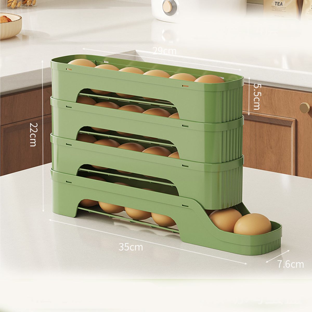 GENERICO - Organizador de Huevos 4 Niveles de Gran Capacidad Verde