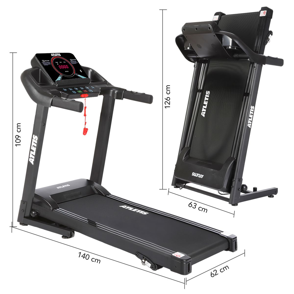 ATLETIS - Trotadora Apex 3 12,8 km/h 1,5 HP Plegable