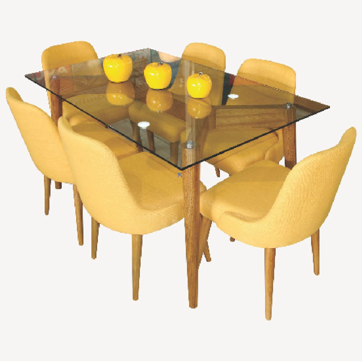 GENERICO - Juego de Comedor 6 Sillas Jana Amarillo Madera Tornillo