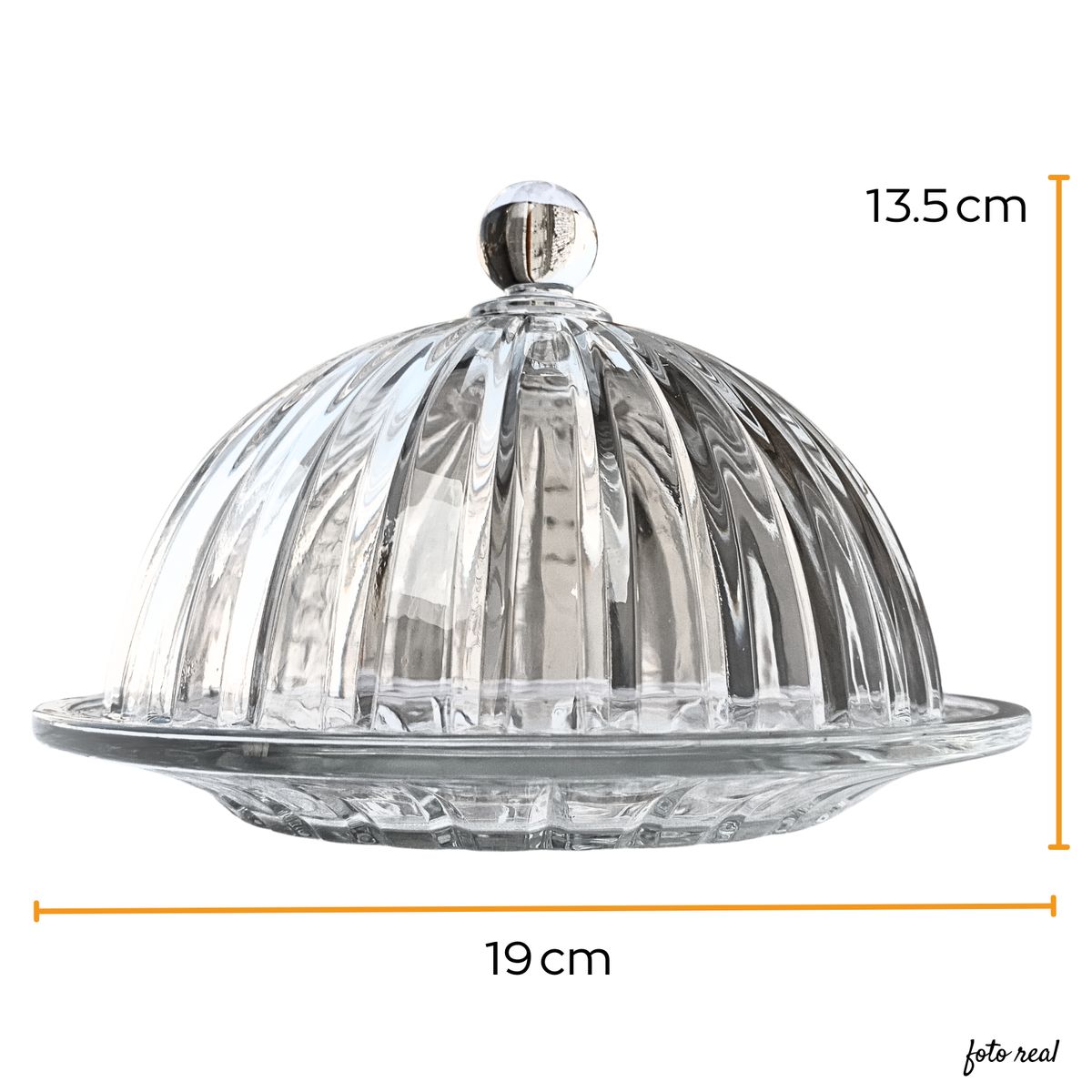 GENERICO - Porta Mantequilla Vidrio Grueso Labrado - Mantequillera de Vidrio con Tapa Diseño Vintage