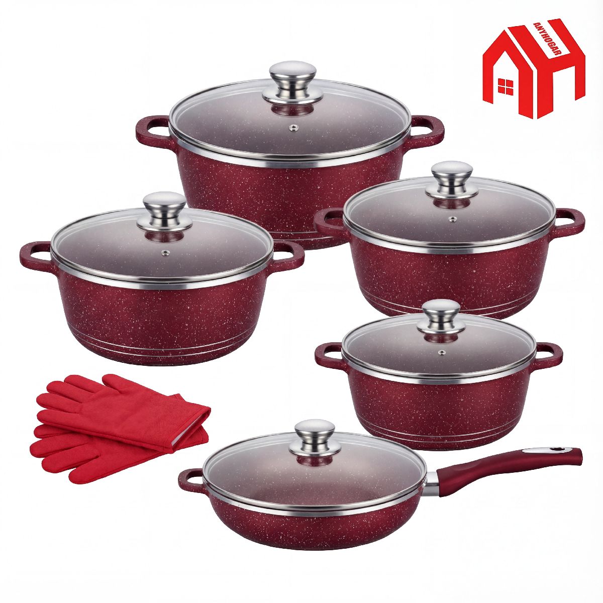 U BUY - 12pcs Set De Ollas  Bateria Ollas Antiadherente