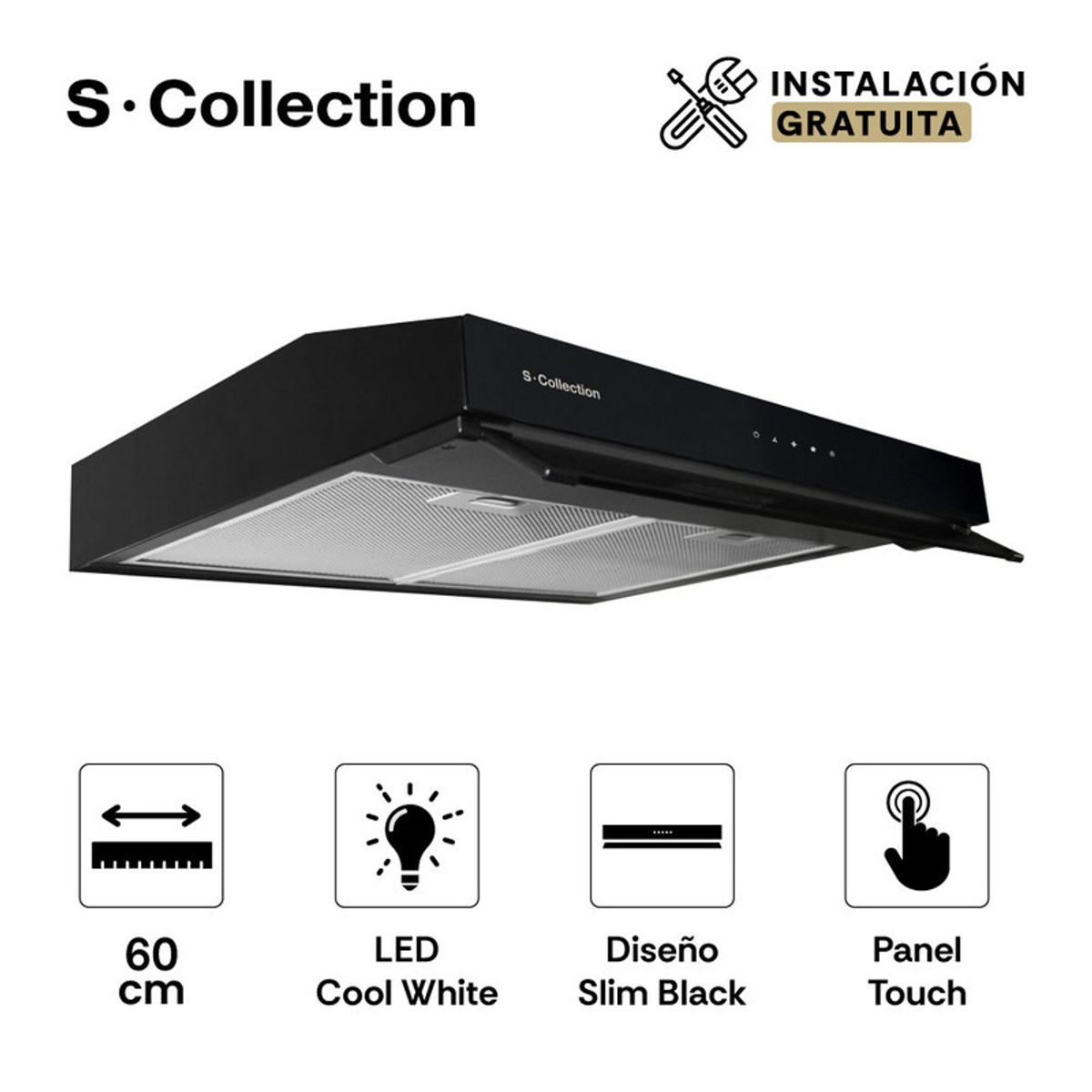 SCOLLECTION - Campana Extractora S-Collection Slim Black 1M 60Cm