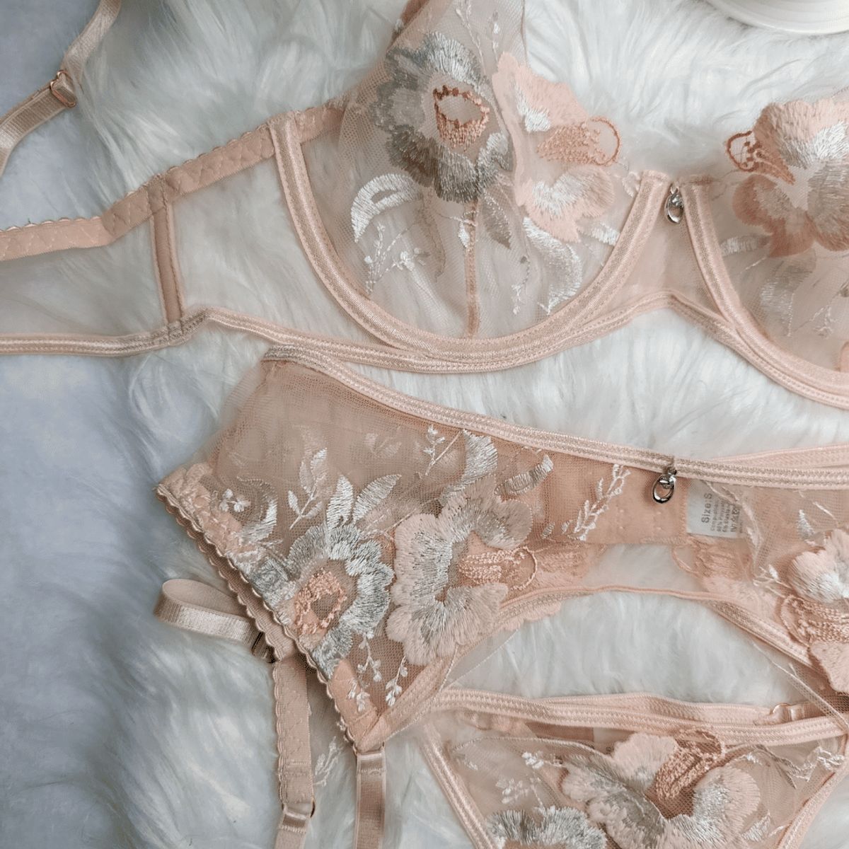 GENERICO - Set de Lencería champagne para mujer talla M - CLARA