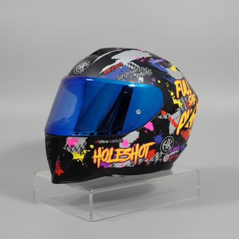 GENERICO - Casco Integral Sharger Bob Multicolor con Visor Tornazolado Azul