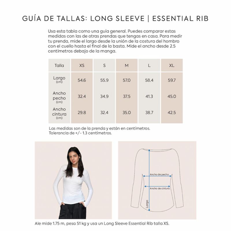 DROP THE LABEL - Polo Blanco para Mujer Drop the Label Manga Larga Rib 2x1 Modal