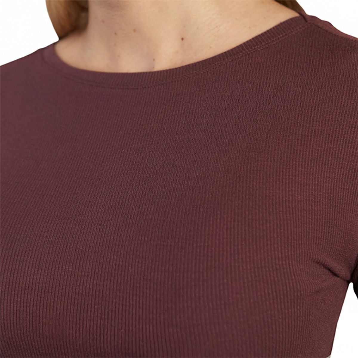 DROP THE LABEL - Polo Manga Larga Mujer Guinda Drop the Label Rib Modal