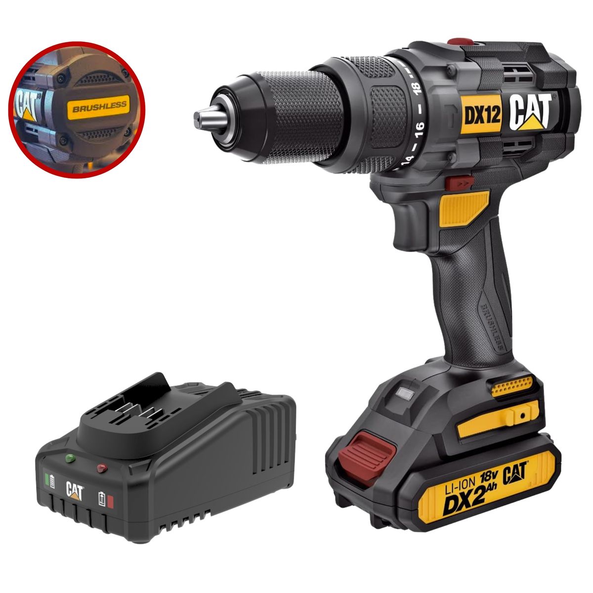 CAT - TALADRO PERCUTOR ATORNILLADOR BRUSHLES 65Nm 18V  DX1120K - CAT