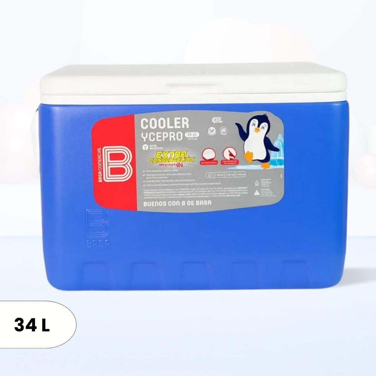 BASA - Cooler de Polipropileno Ycepro Rectangular Azul Basa 34 l