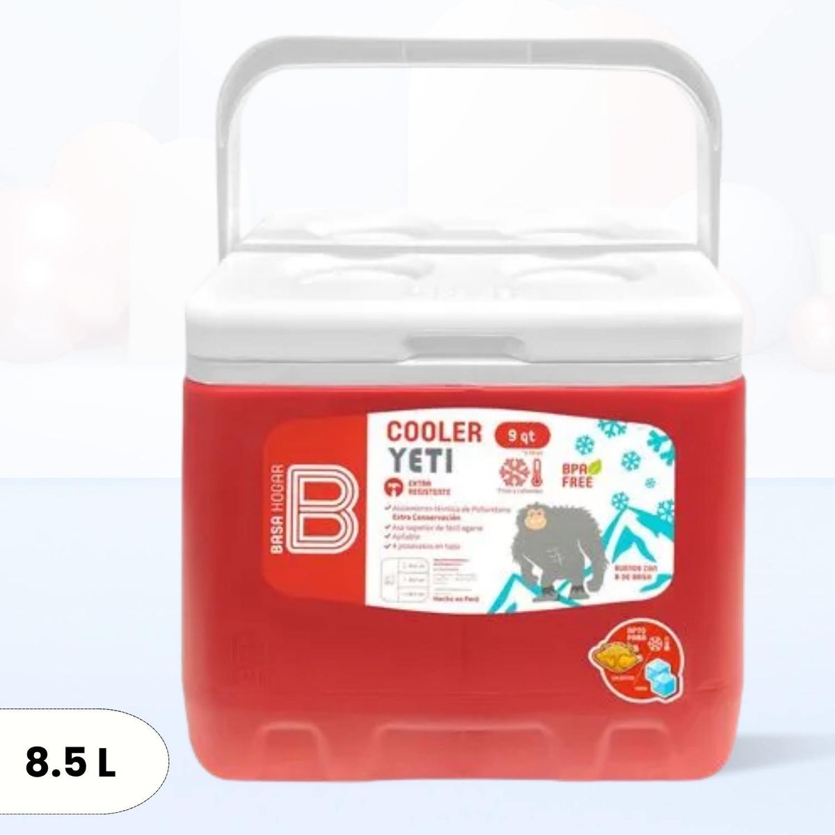 BASA - Cooler rectangular Rojo Yeti Basa 8.5 Litros