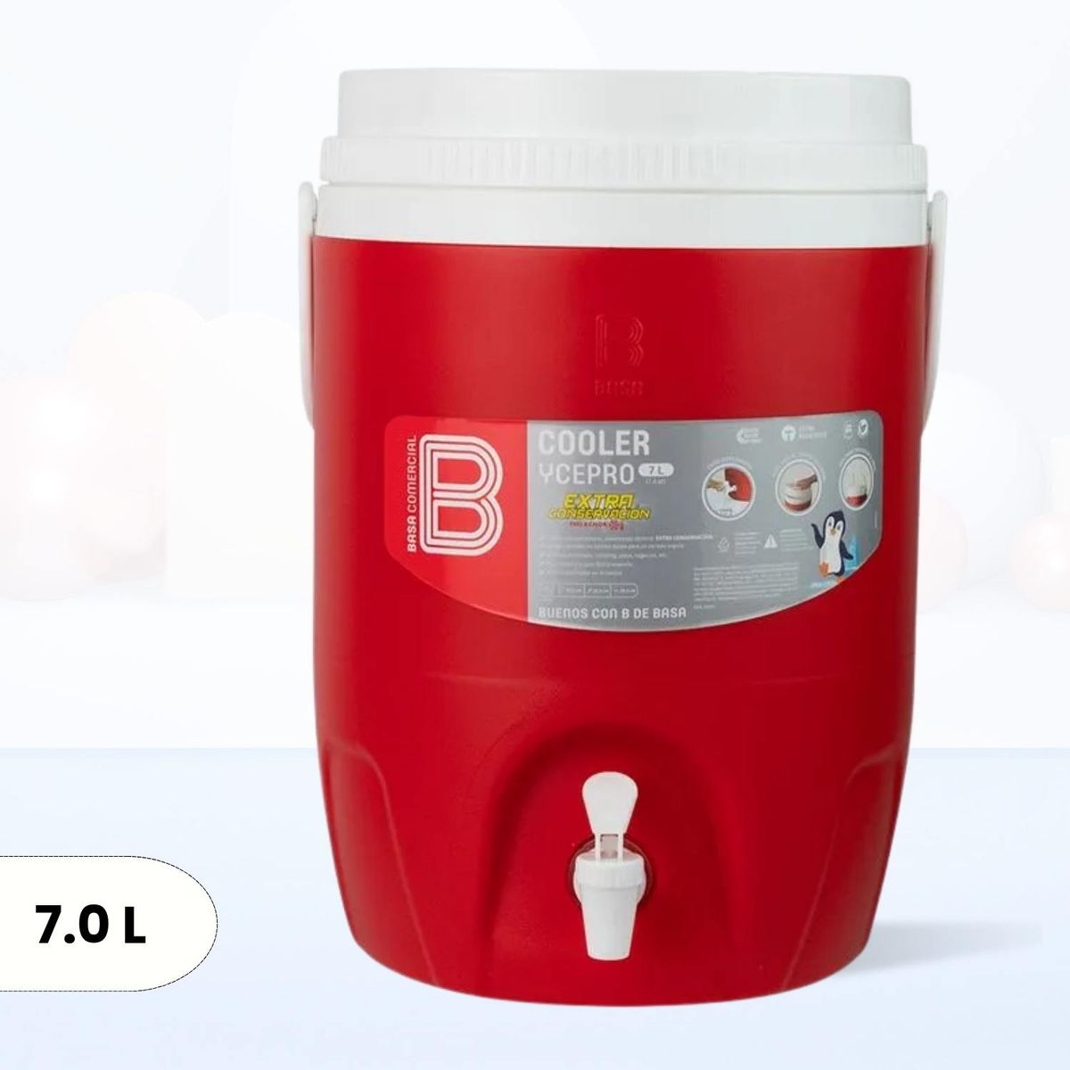 BASA - Cooler de Polipropileno Ycepro Rojo Basa 7 Litros