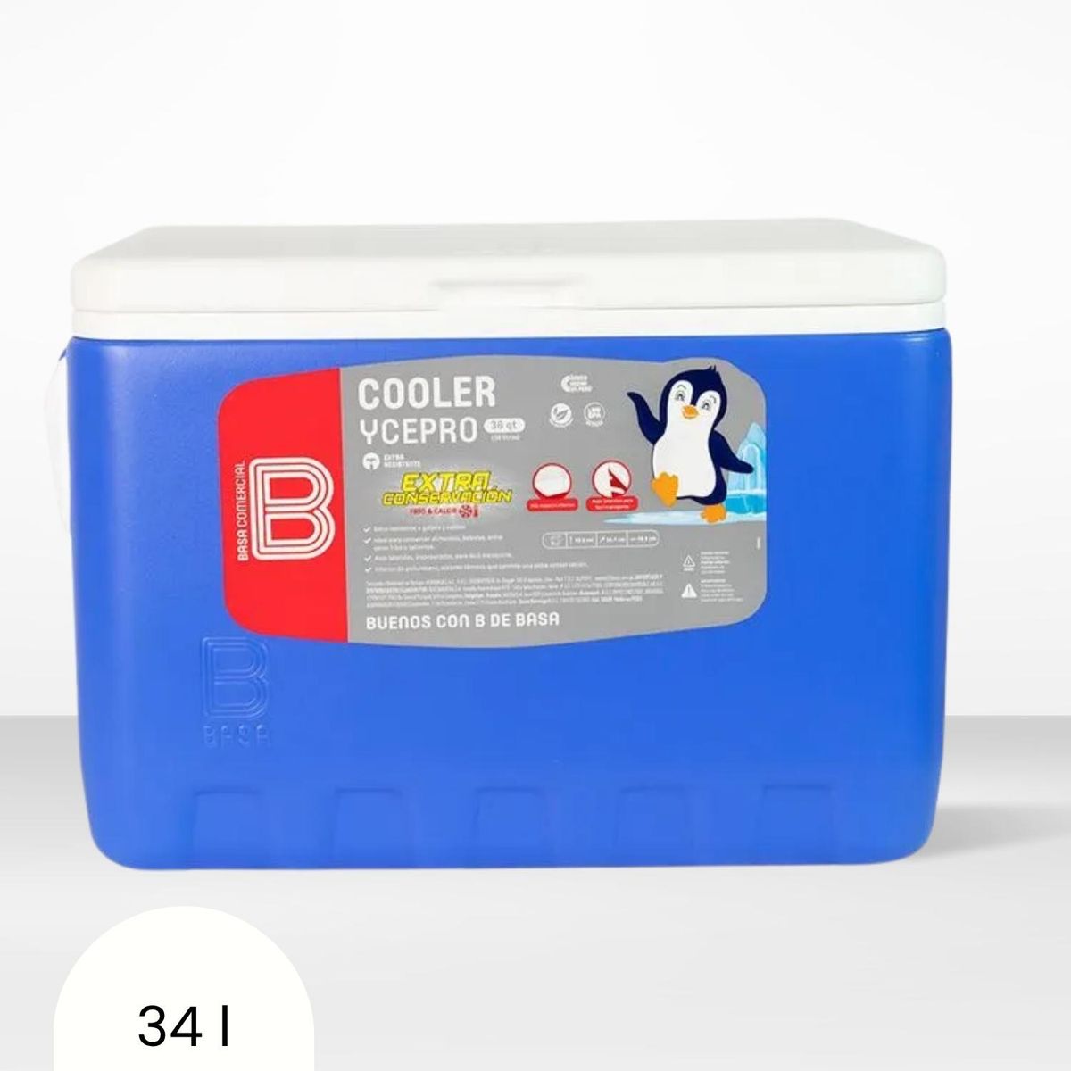 BASA - Cooler de Polipropileno Ycepro Rectangular Azul Basa 34 l