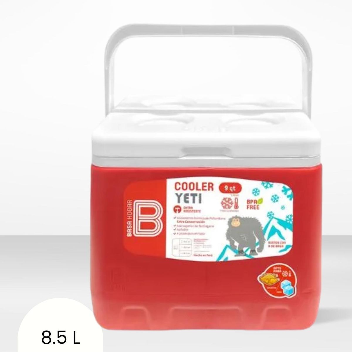 BASA - Cooler rectangular Rojo Yeti Basa 8.5 Litros