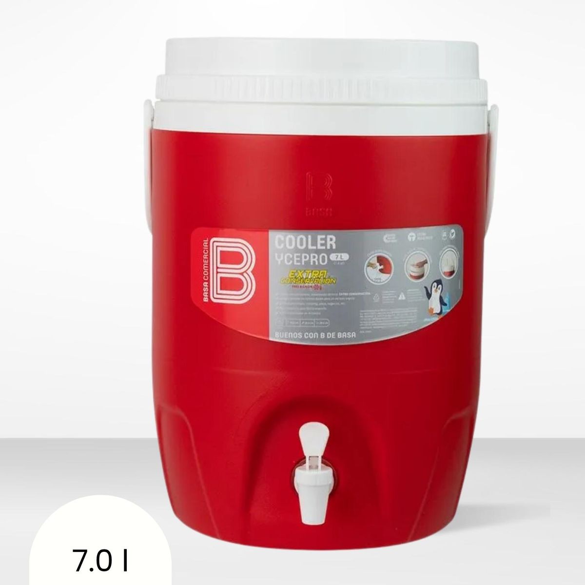 BASA - Cooler de Polipropileno Ycepro Rojo Basa 7 Litros