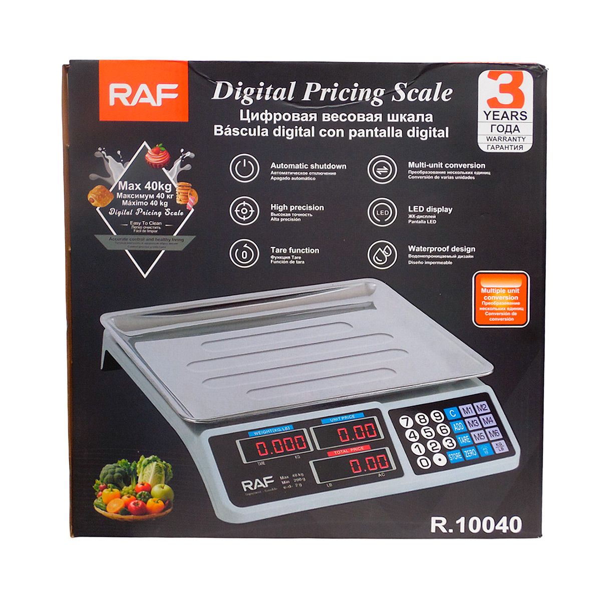 RAFF - Raf R.10040 Balanza Digital Portatil De 40 Kilos Recargable