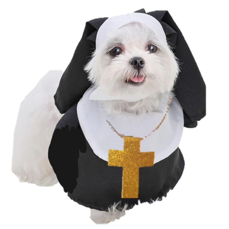 GENERICO - DISFRAZ de Halloween MONJA para Mascotas S