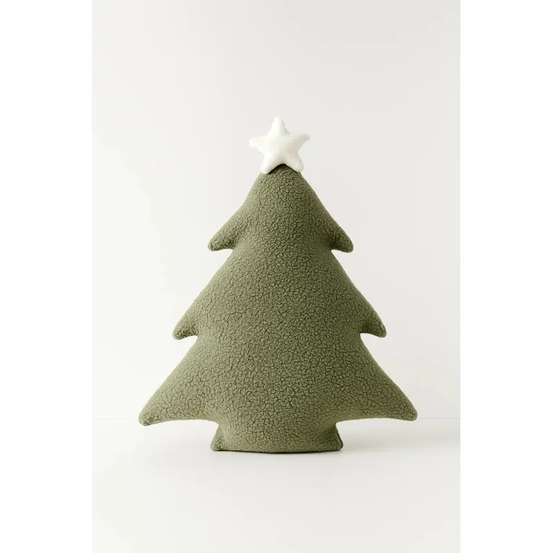 ZALMOHADAS - Cojín Navideño Verde Deco Arbol De Navidad Crema 35 X 40cm
