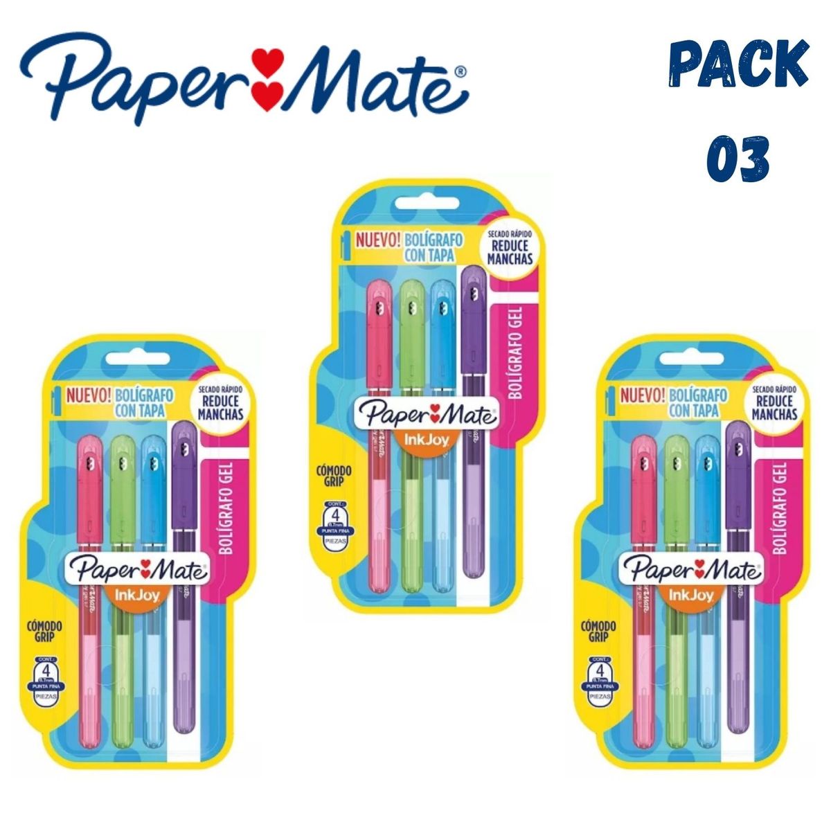 PAPER MATE - Bolígrafo Gel Marca Injoy Paper Mate x4 2023632 - Pack 03