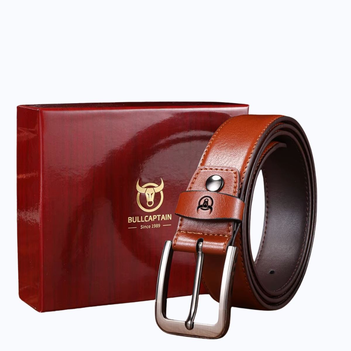 BULLCAPTAIN - BullCaptain - Correa cinturón de Cuero Mate PD009-CF - Marrón