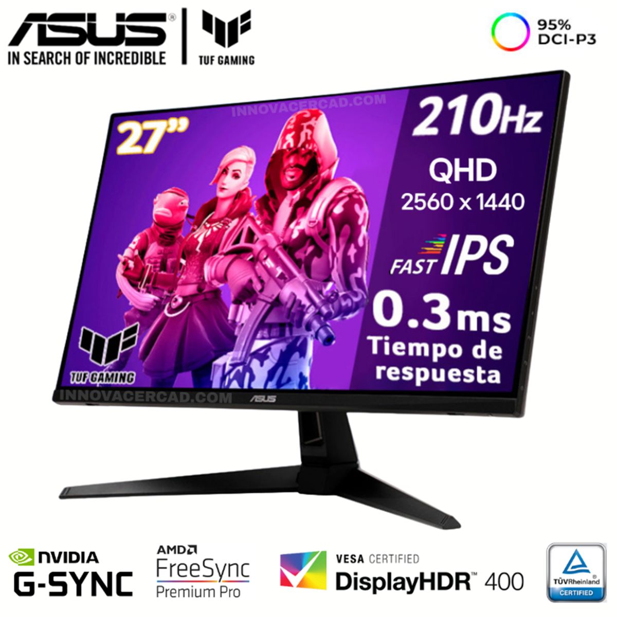 ASUS - Monitor ASUS Tuf Gaming VG27AQ5A 27 Fast IPS QHD 210Hz 03ms