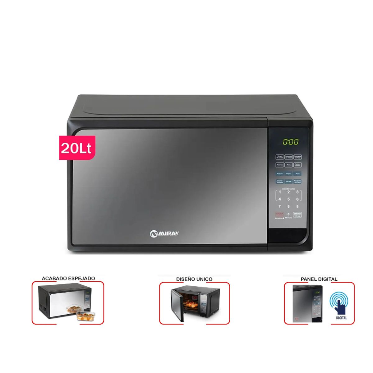 MIRAY - Horno Microondas Miray HMM-20N 20 L