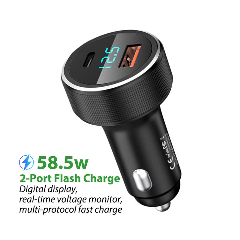 REMAX - Cargador para auto Remax RCC215 58W Negro Puertos USB-A y Type-C