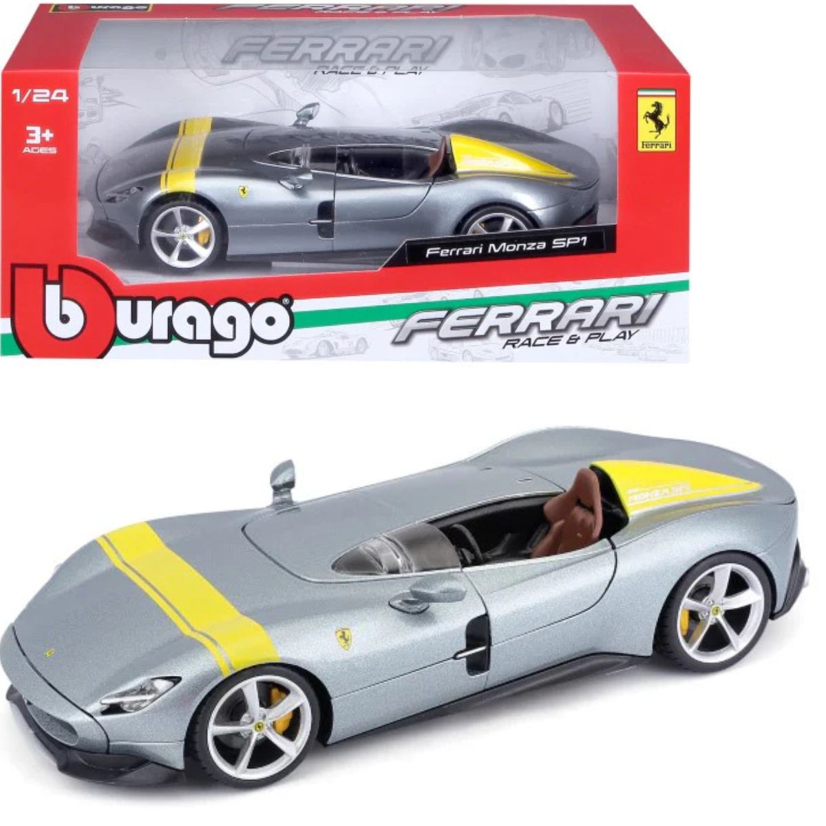 BBURAGO - Auto de Colección 124 Ferrari R&P Monza SP1 Gris