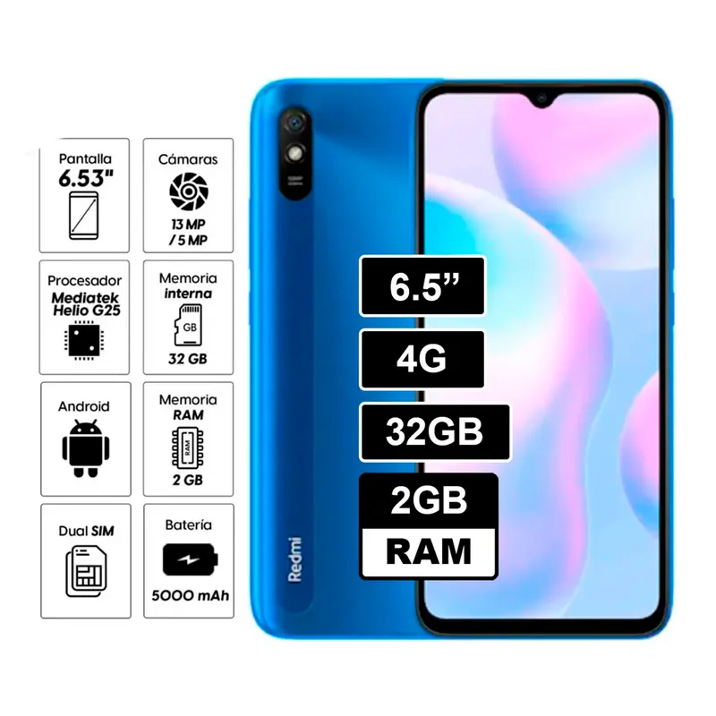 XIAOMI - REDMI 9A 2GB RAM 32GB AZUL