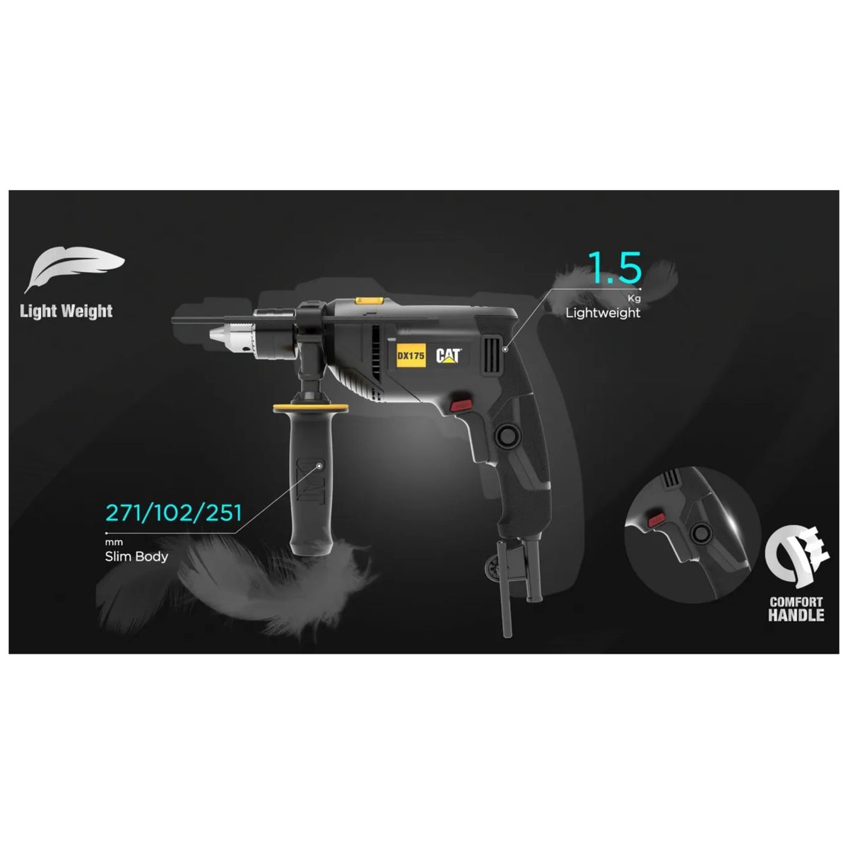 CAT - Taladro percutor velocidad variable 600W DX175 CAT