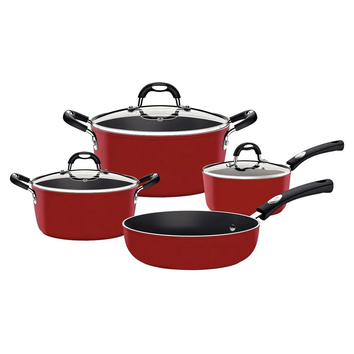 TRAMONTINA - Batería de Cocina Tramontina de Aluminio Mónaco Rojo 7pzs - 20099432