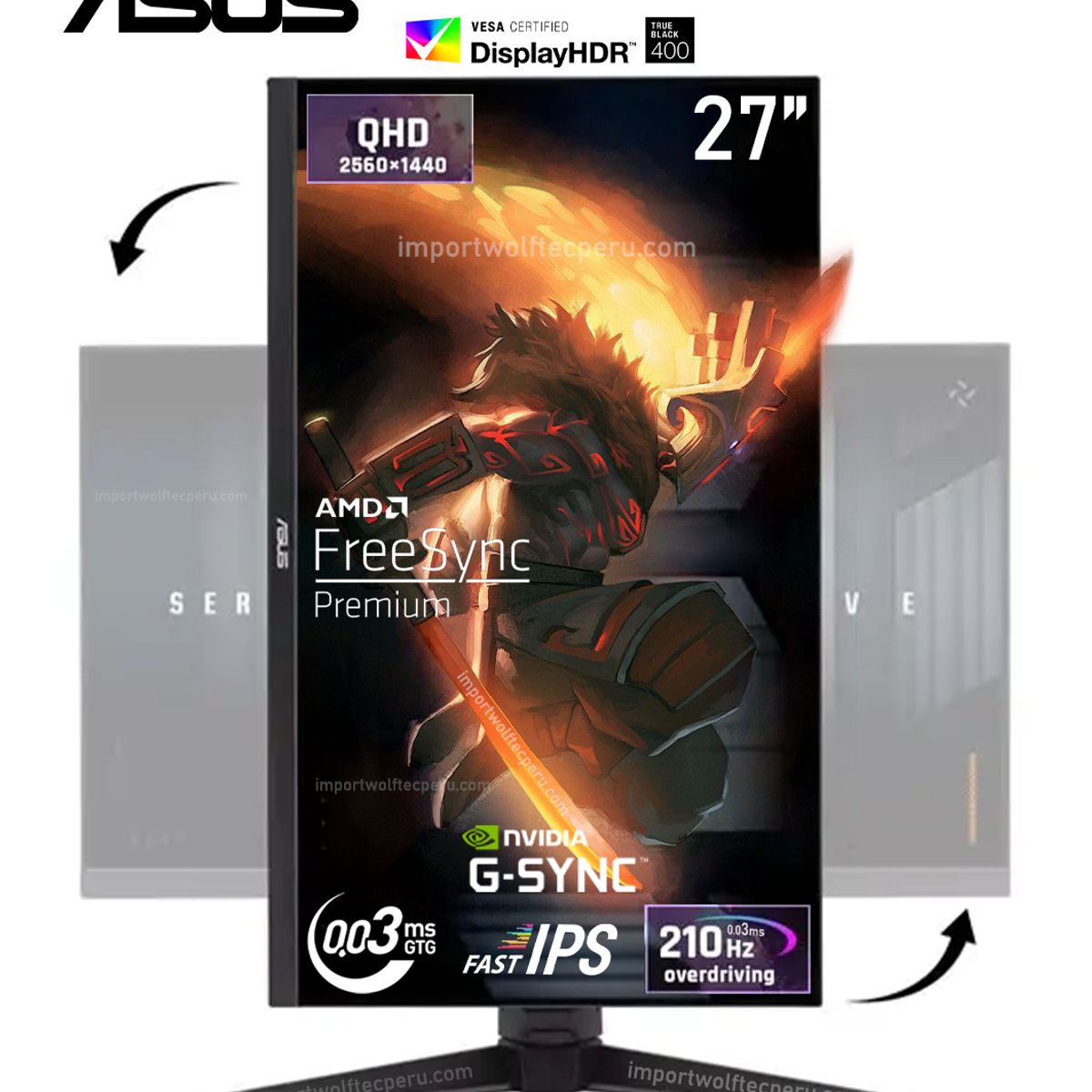 ASUS - MONITOR ASUS Tuf Gaming VG27AQL5A 27 Fast IPS QHD 210Hz OC 03ms