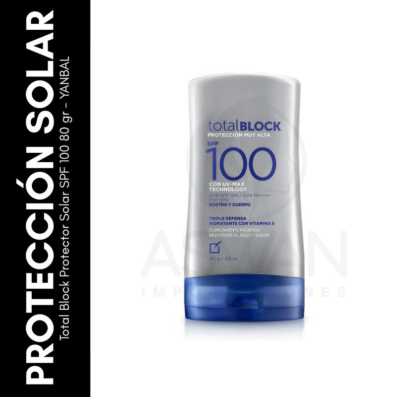 GENERICO - Total Block Protector Solar SPF 100 80 gr  YANBAL