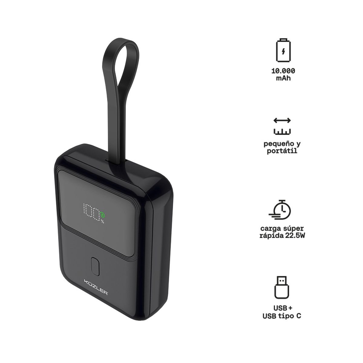 KUZLER - MINI POWERBANK DE 10000MAH 22W ZENTIQ-101