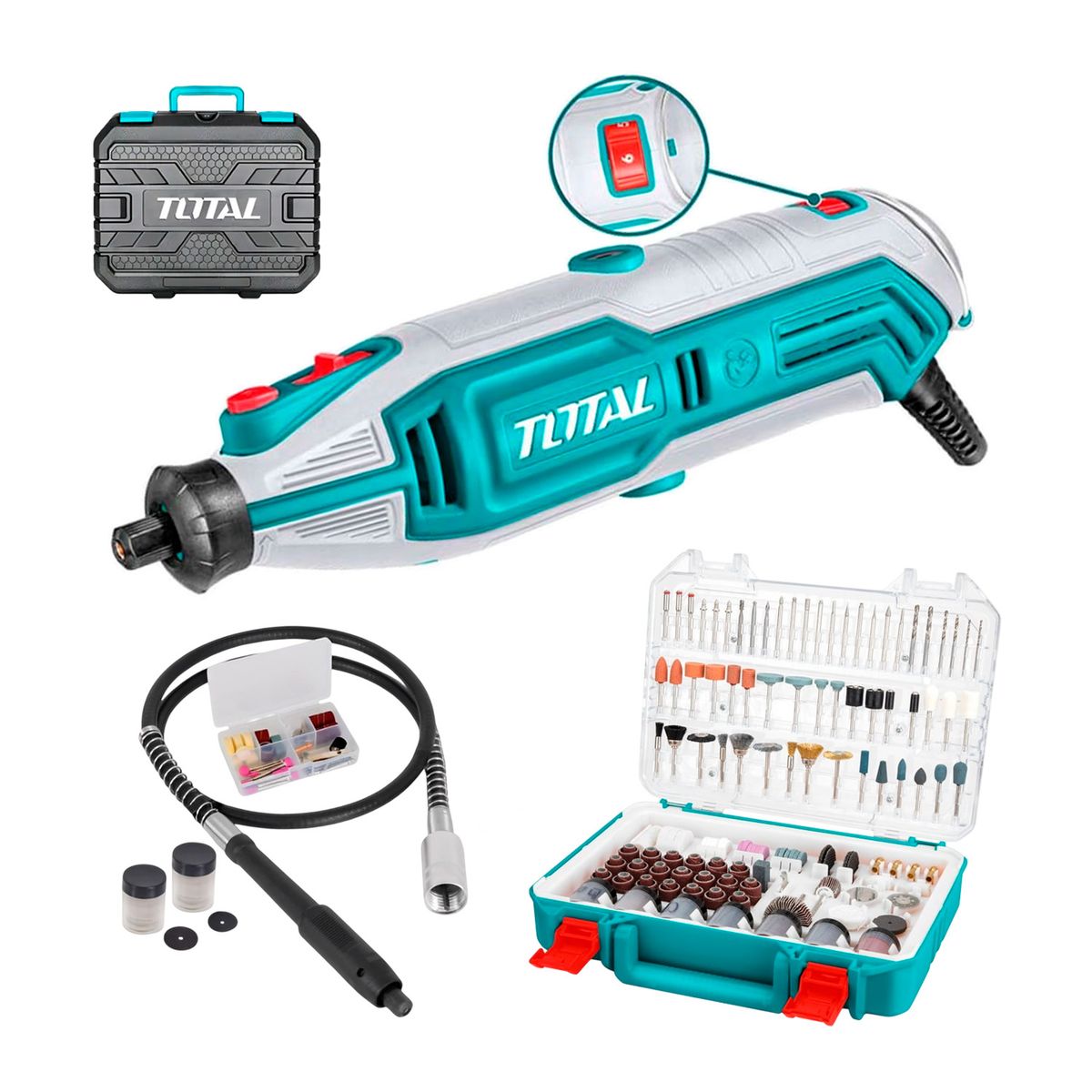TOTAL TOOLS - Combo Grinder C/ajuste De Velocidad + 529 Accesorios - Total