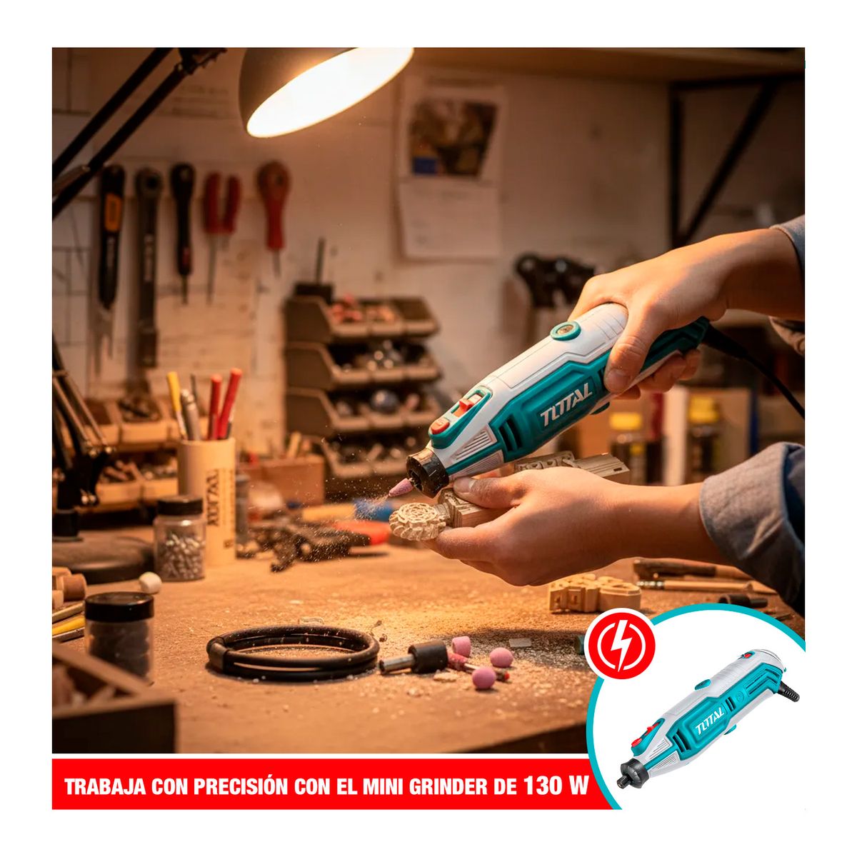 TOTAL TOOLS - Combo Grinder C/ajuste De Velocidad + 529 Accesorios - Total