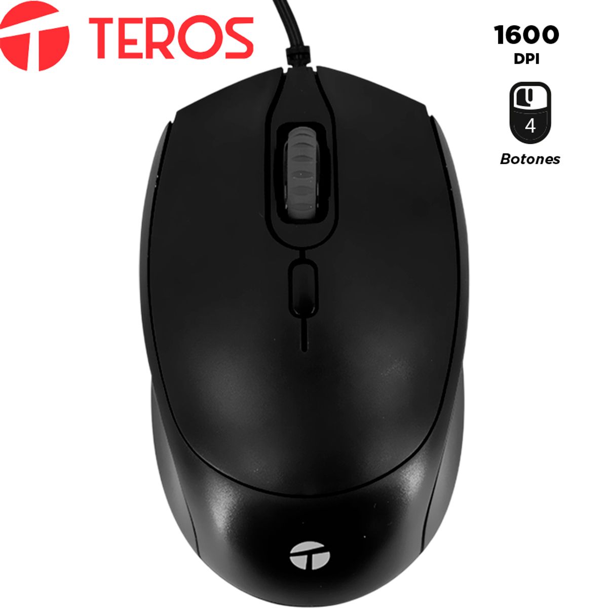 TEROS - Mouse Óptico Teros TE-1222S 800-1200 DPI 4 Botones Alambrico