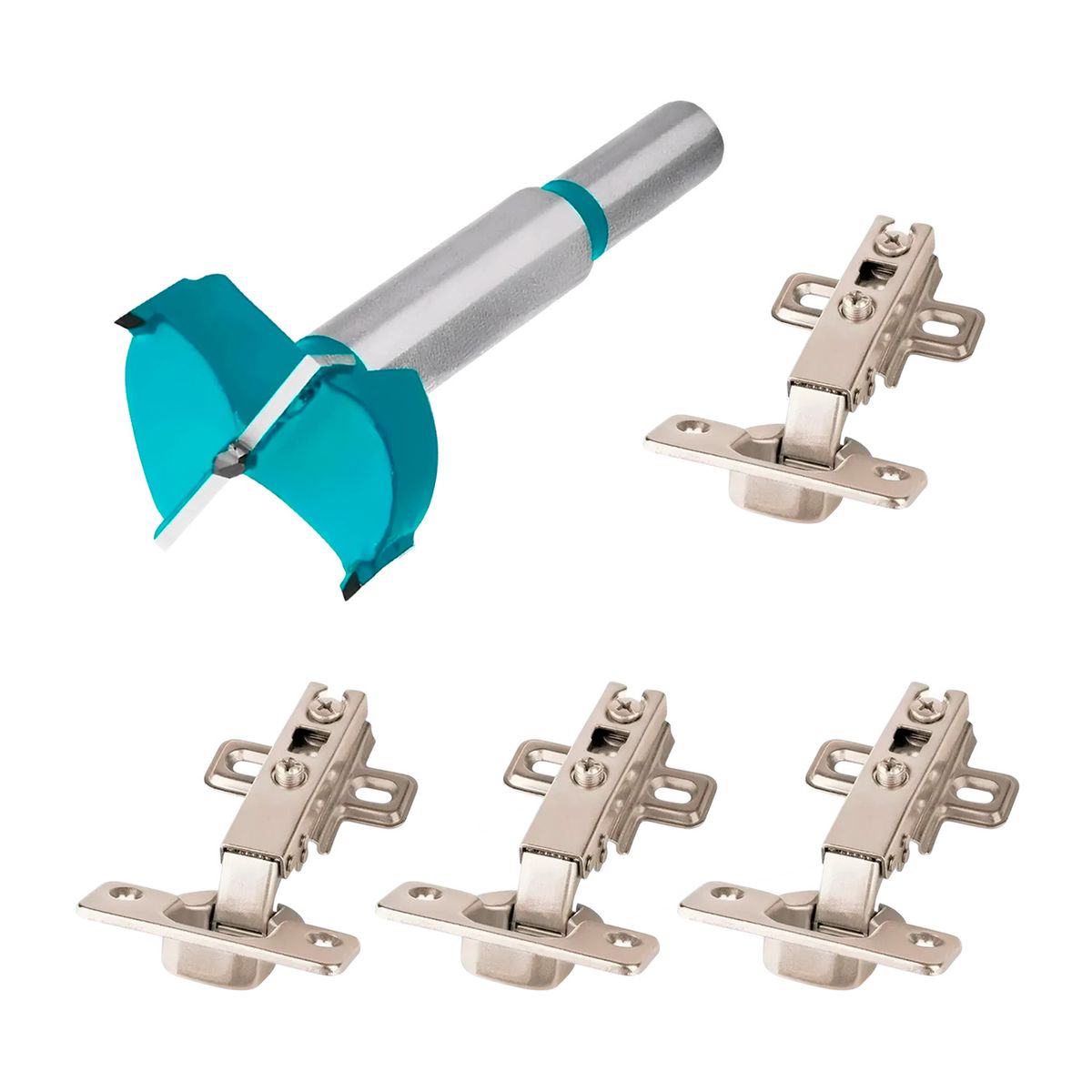 TOTAL TOOLS - Combo Broca Forstner + 4bisagras Bidimensionales 110° Madera