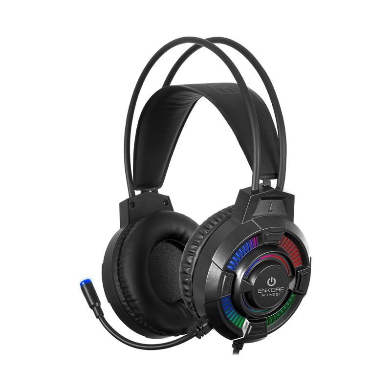 ENKORE - Auricular Gamer Rainbow LED Alámbrico Enkore Active 5.1 - EKHG 1004U